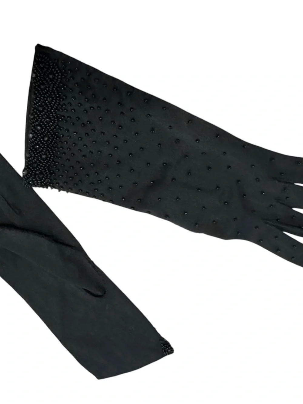 I gave Black Beaded Evening Gloves Sz S